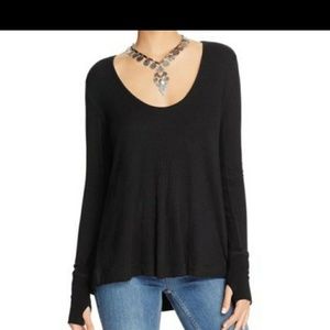 We the free hi Lo waffle knit thermal Henley top